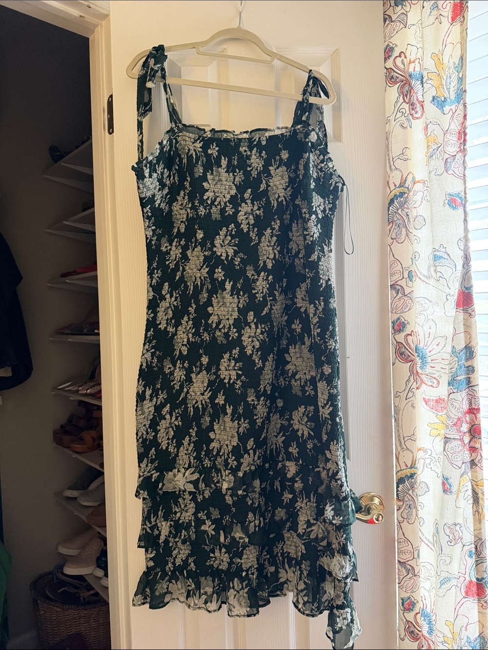 Abercrombie & Fitch Dark Green Floral Midi Dress